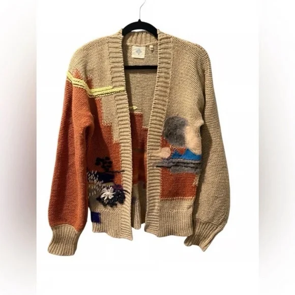 Anthropologie HWR Embellished Wool Cardigan Petunia Sweater - Picture 3 of 8